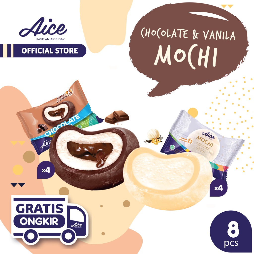 

Paket Aice Mochi Ice Cream Es Krim (isi 4 pcs rasa vanilla dan rasa 4 pcs cokelat) Eskrim Flash Sale