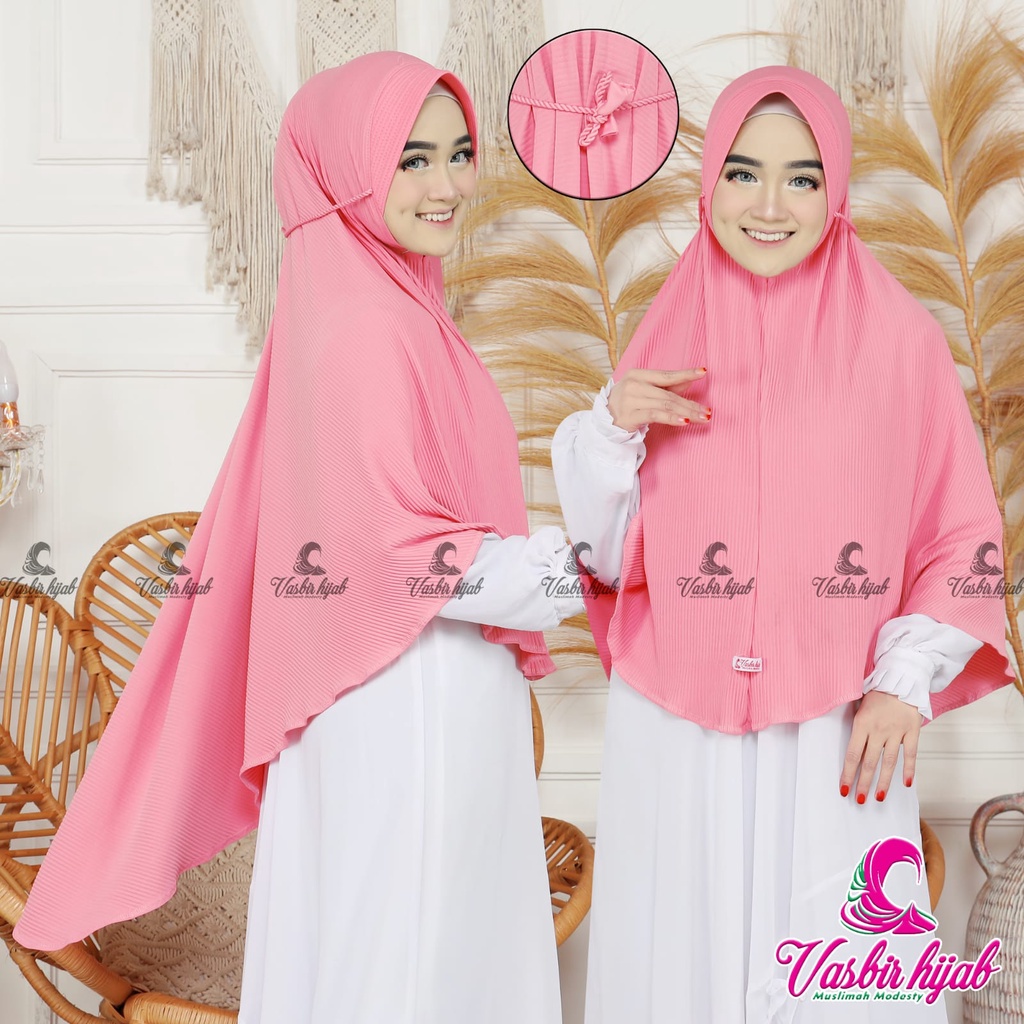 HIJAB INSTAN Prisket Tali Kepang Ulir JUMBO/ Bergo Plisket Tali Tambang/ Jersey Terbaru