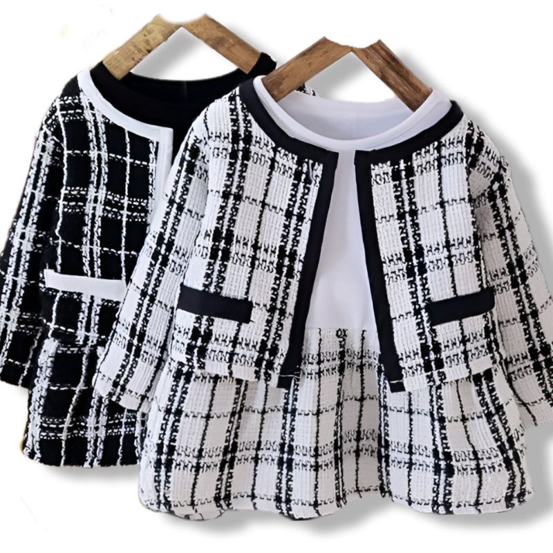 stelan Dress anak perempuan dress lengan panjang + rompi lengan panjang