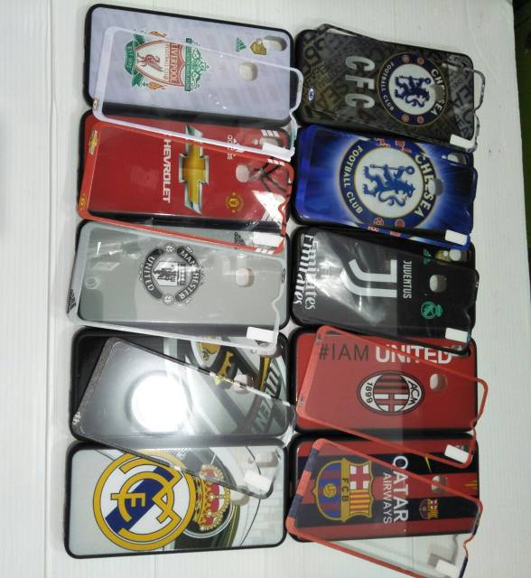 case football man case plus temper glass oppo A3s a37 sam A50 A10 VIVO Y91 V15