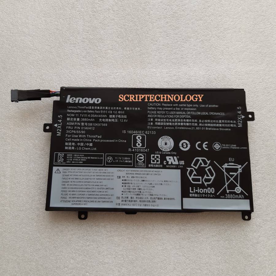 Baterai Original Lenovo Thinkpad E470 E470C E475 E475C 01AV413 01AV412 01AV411