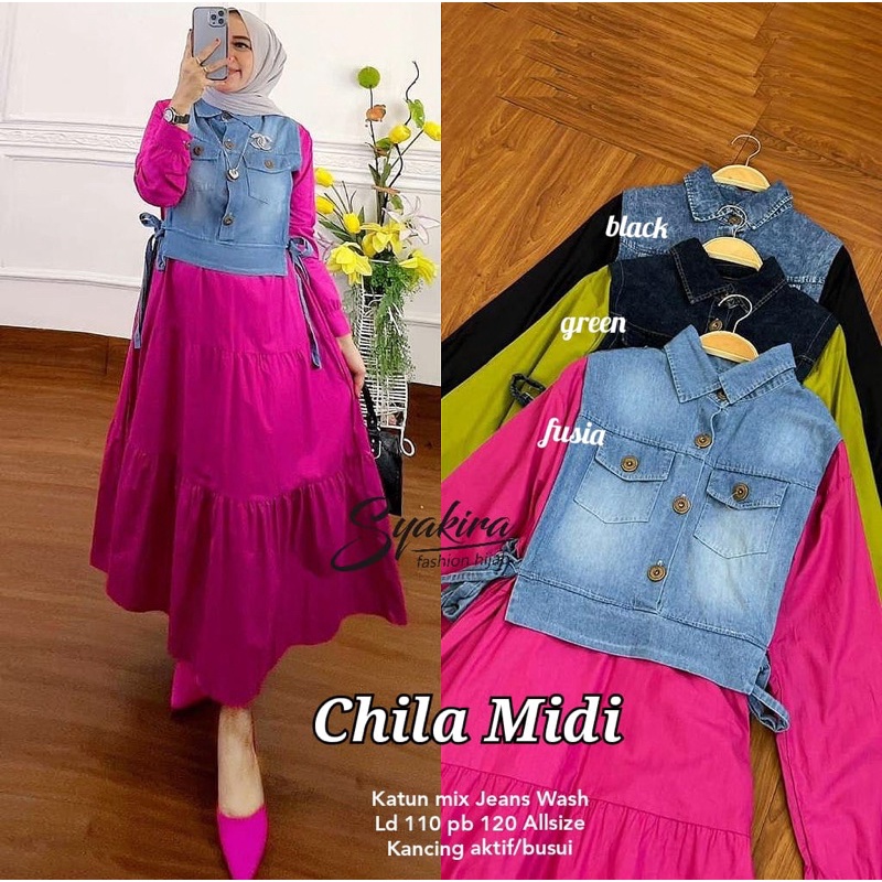 Midi Dress Kekinian | CHILA MIDI DRESS BY SYAKIRA HIJAB