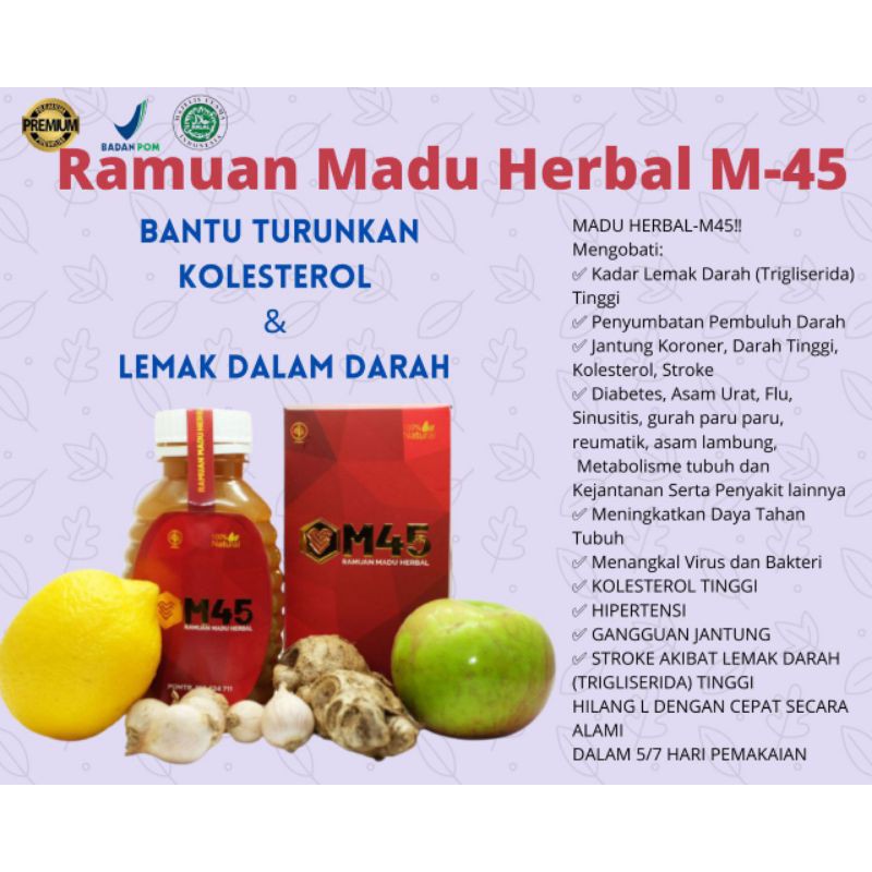 

madu herbal m-45 turunkan lemak darah kolesterol