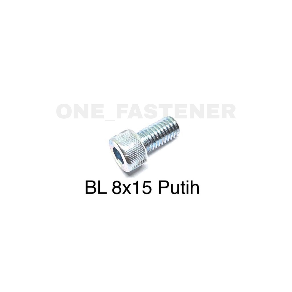 Baut L M8x15 Putih L6 8mm 1.5cm 8x15 hex socket Heads cap screw 12