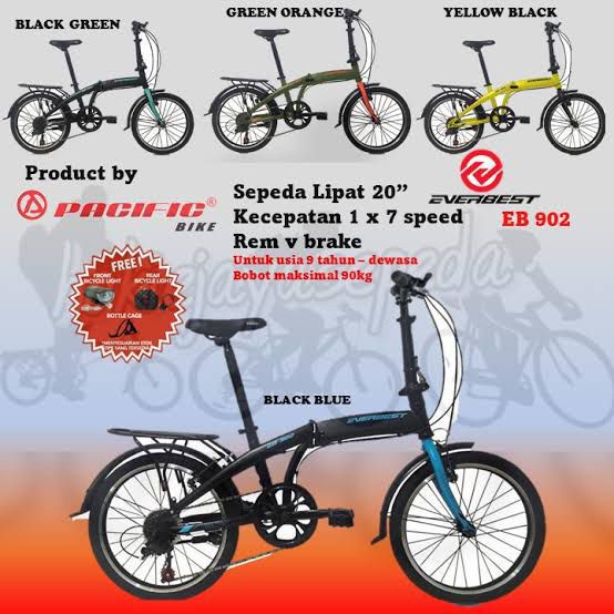 Sepeda Lipat Folding 20 Pacific Everbest EB 902 7sp Bonus Murah BDG