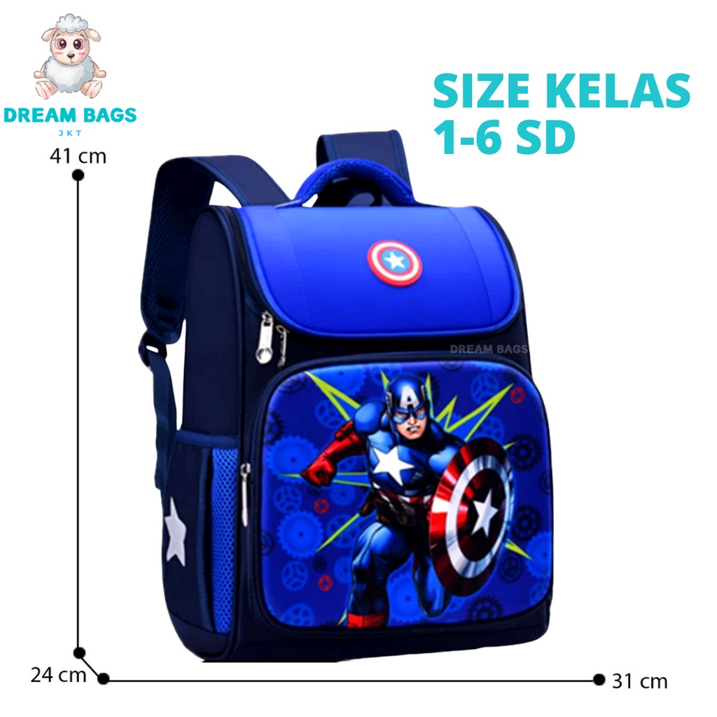 Tas Sekolah Karakter Superhero DB 1002 Size SD Tas Anak Import