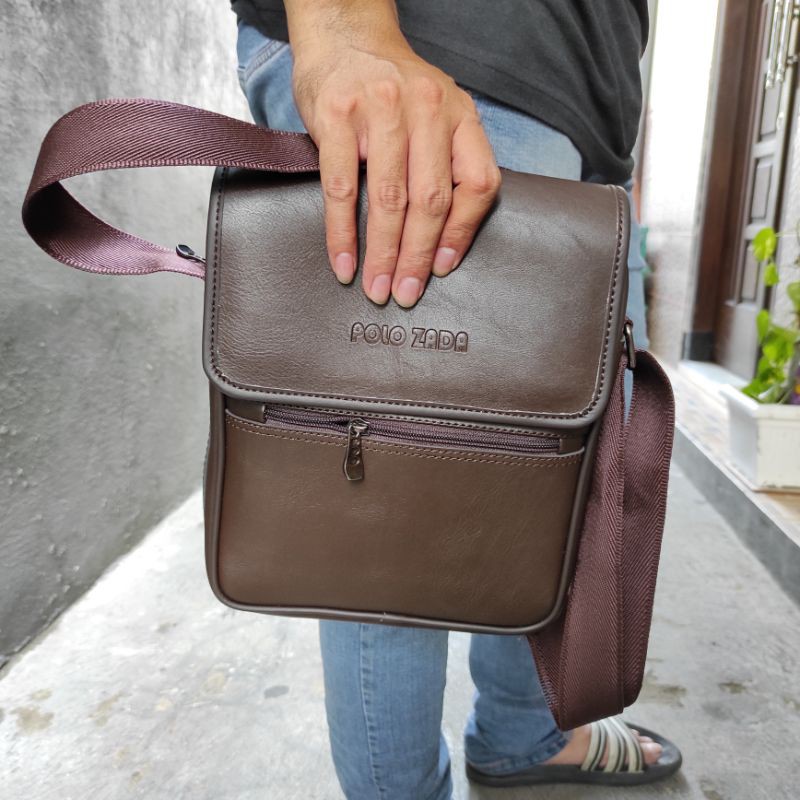 Tas selempang pria kulit Pu premium model by POLOZADA ORIGINAL