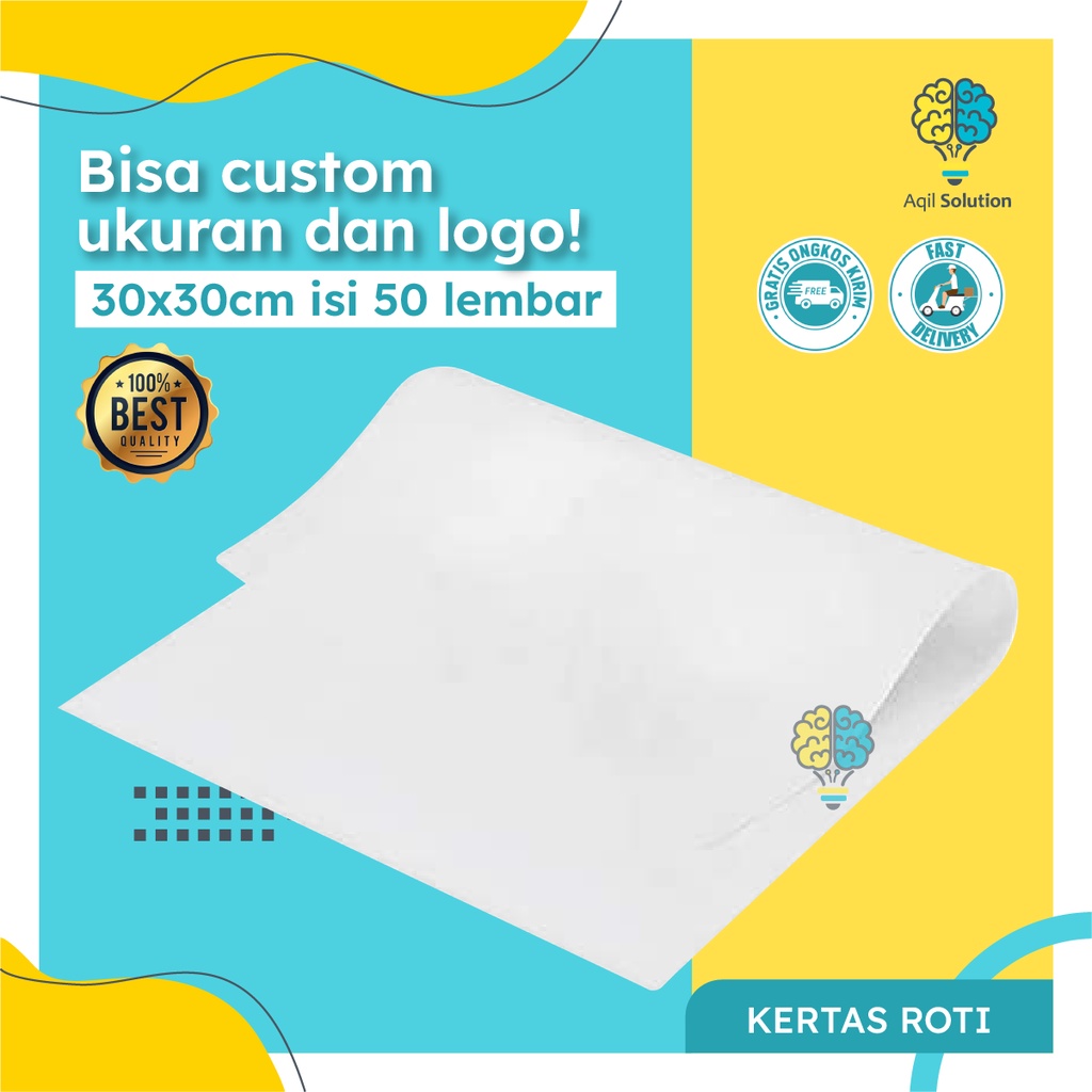 (30x30cm =50 lbr) Kertas Roti Baking Paper Wrapping Foodgrade &amp; Graseproof Bungkus Makanan Anti Minyak By Aqilsolution