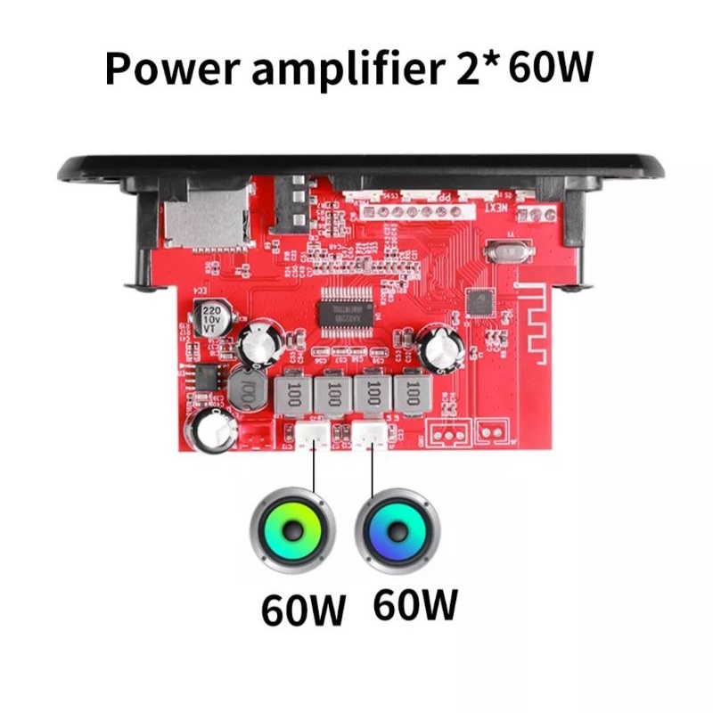 Kit Mp3 Bluetooth 5.0 Plus Amplifier 2 x 60W DC 8V - 24V Decoder Board