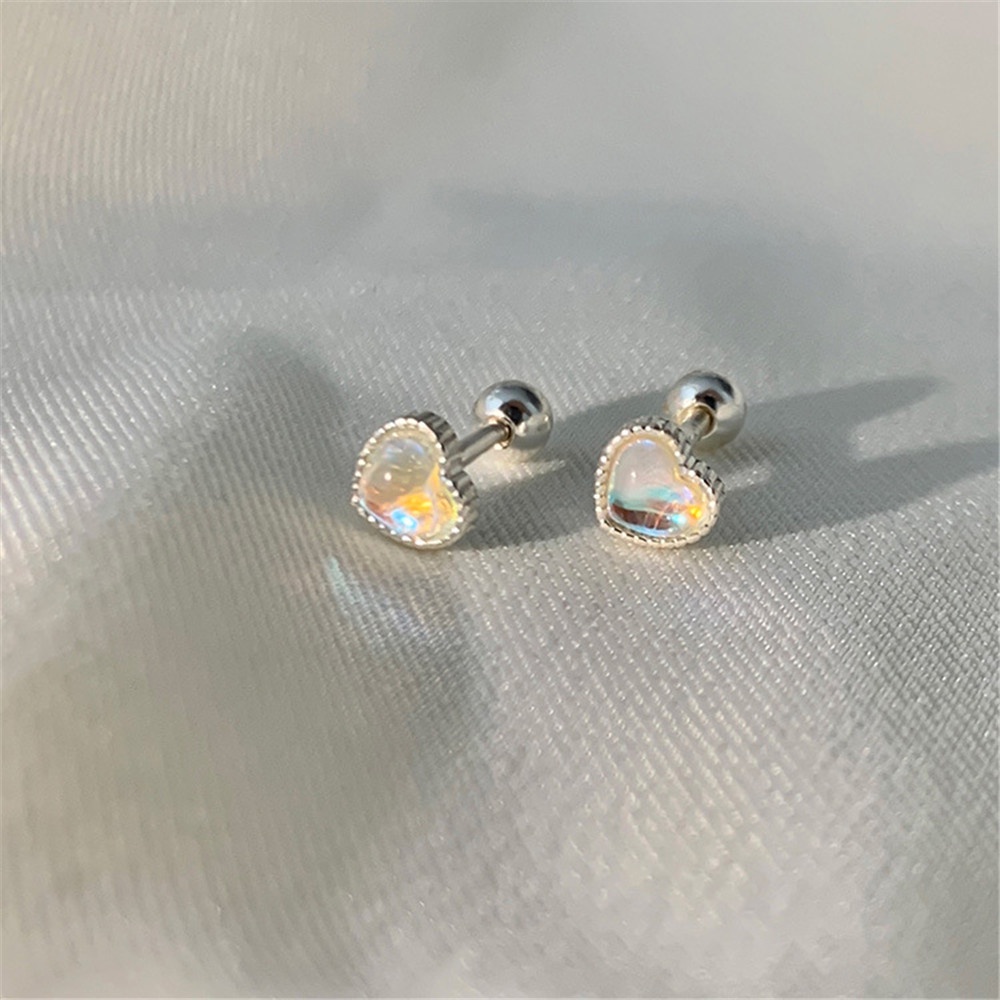 Anting Stud Desain Hati Warna-Warni Untuk Perempuan