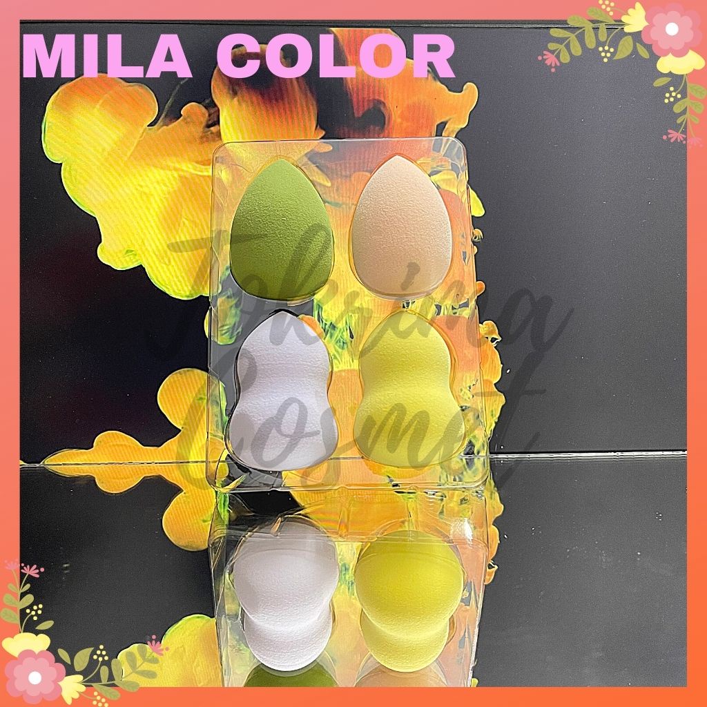 MILA COLOR [4Pcs/Set Spons Beauty Blender Sponge /Make Up Tools / Spons Blender / Spon Makeup Foundation / Bedak / TOKRIMACOSMET