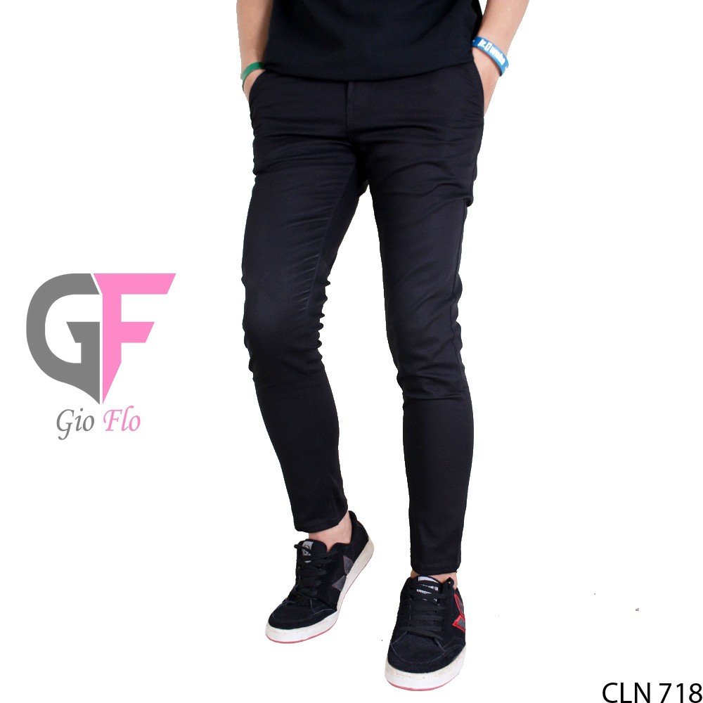 GIOFLO Celana Panjang Pria Celana Chino Kekinian Hitam / CLN 718
