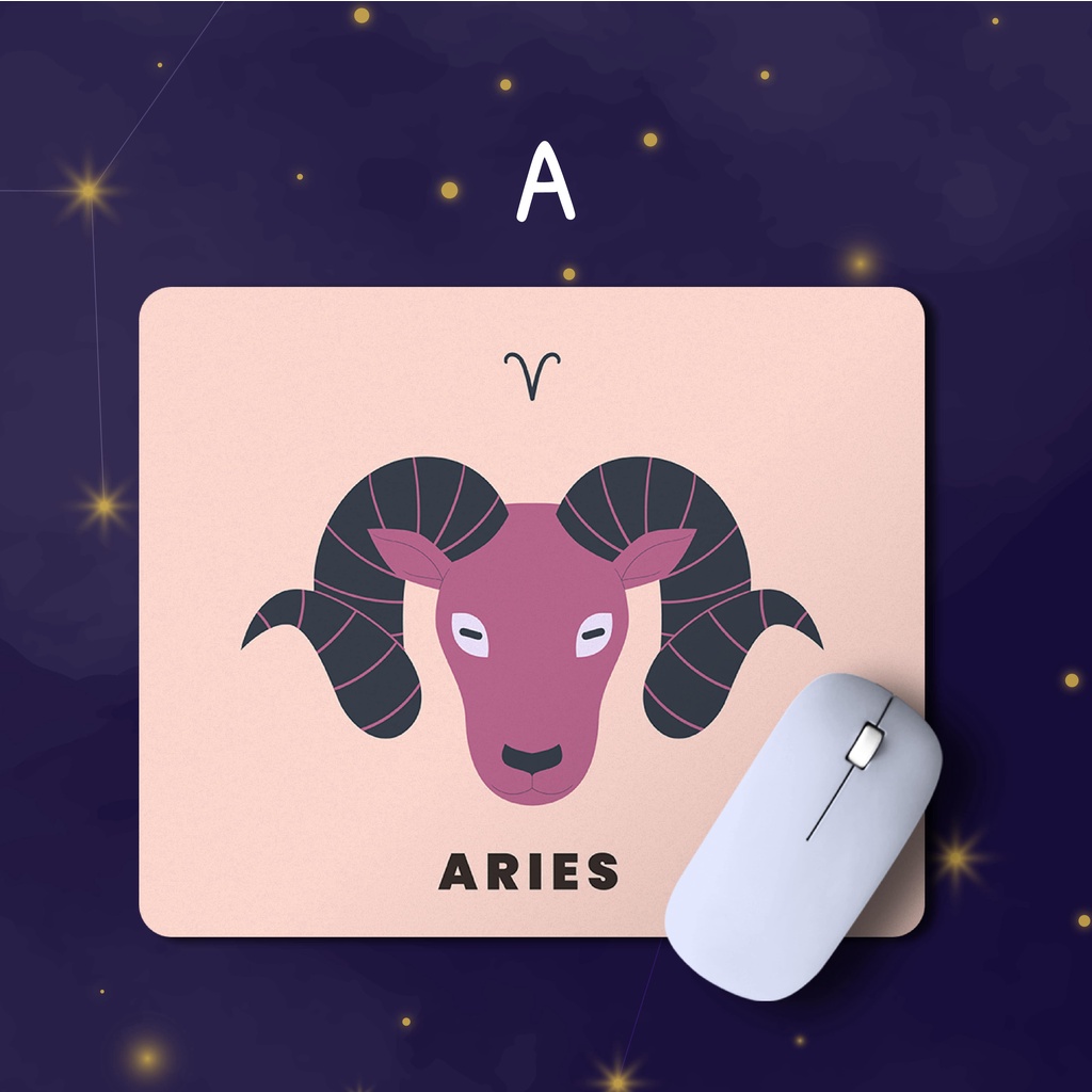 READY STOCK Custom Mousepad Zodiac Motif Aries Taurus Gemini Cancer Leo Virgo(Premium)