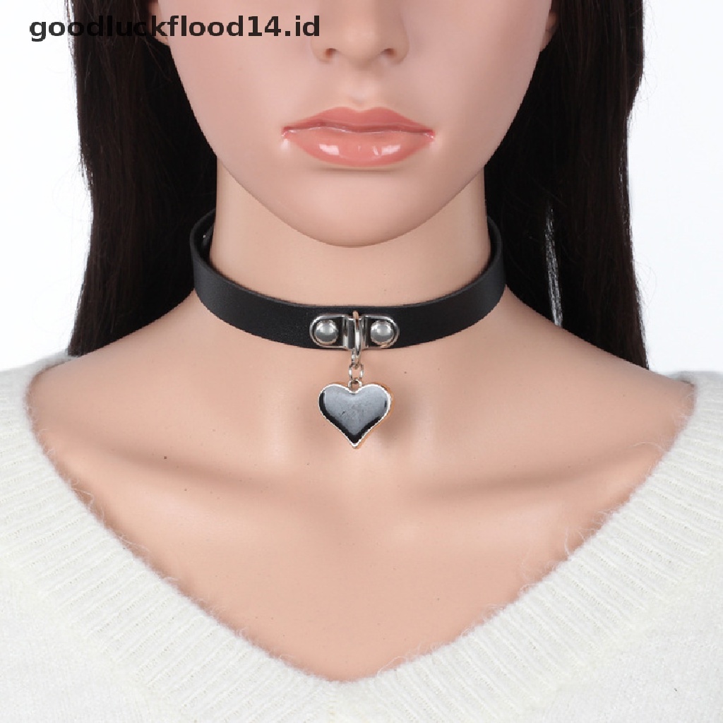 [OOID] Punk Gothic Spike Choker PU Leather Collar Pendant Necklace Statement Jewelry ID