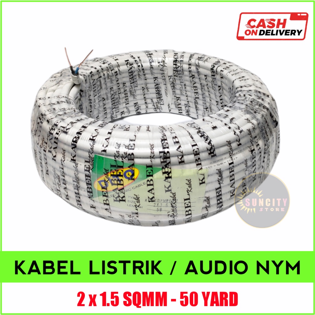 DITO Kabel Listrik / Audio NYM 2 x 1.5 SQMM Putih - 50 Yard