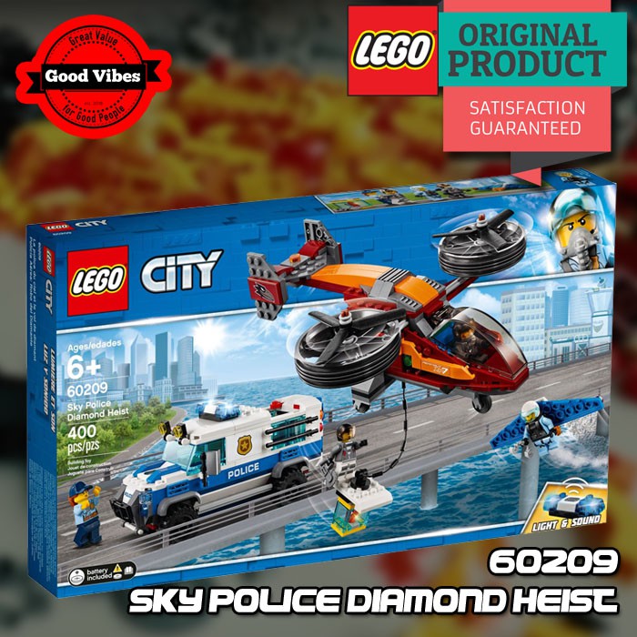 LEGO Original CITY 60209 Diamond Heist - Mainan Anak Edukasi Lego Mobil Lego Helikopter Lego Pesawat