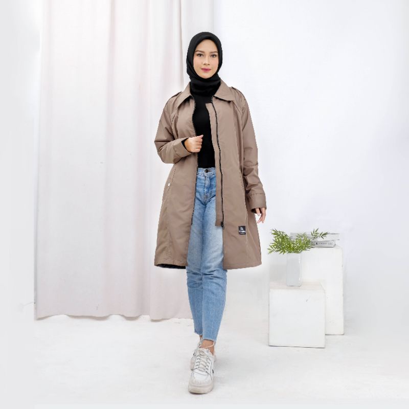 ANAPHA jaket coach wanita muslimah jaket coat panjang jaket parka coach wanita