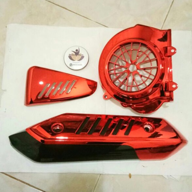 cover tutup kipas plus knalpot merah beat pop beat fi new esp beat street scoopy esp vario fi esp