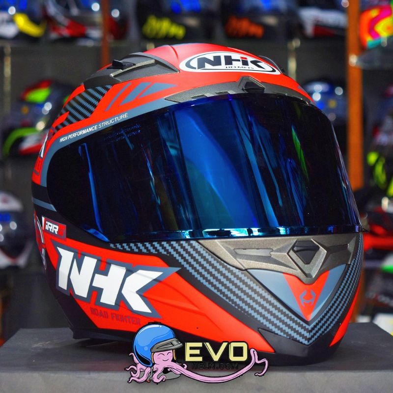 HELM NHK RX9 RACER RED DOFF PAKET GANTENG ORIGINAL - HELM NHK RX9 VISOR IRIDIUM RACER BLACK DOFF/RED