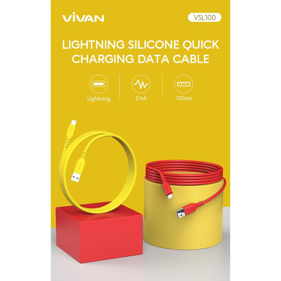 Vivan VSL100 2.4A Lightning 5V 1m Silicon Full SR Coverage Quick Charge Data Cable