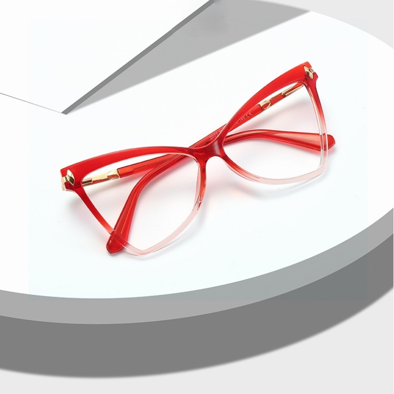 (YUZHU) European and American Fashion TR90 Oversized Frame Glasses Trendy Fashion Anti Blue Light Eyeglasses Women