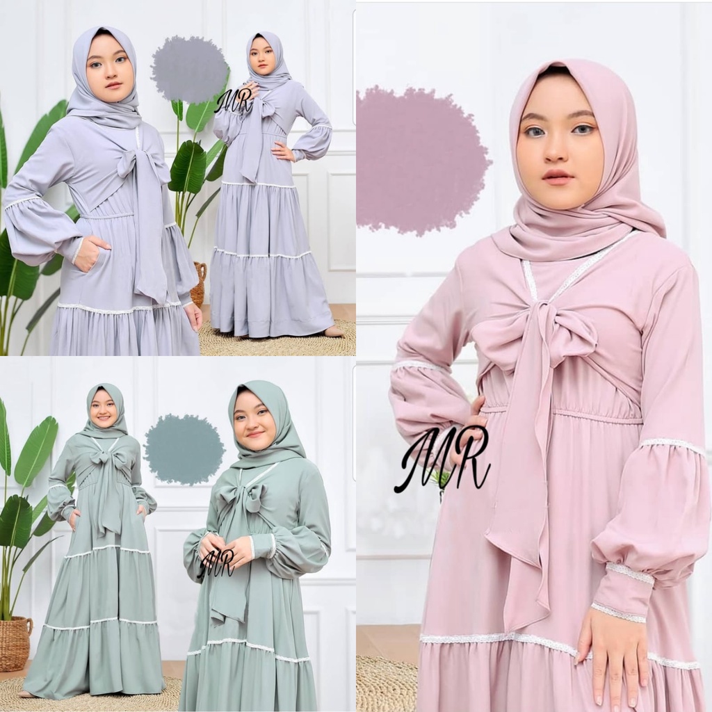 8-12TH GAMIS ANAK KOREA BY FASHION_CANTIQUE_01 LONG DRESS MUSLIM ANAK PEREMPUAN GAMIS ANAK PITA LIST
