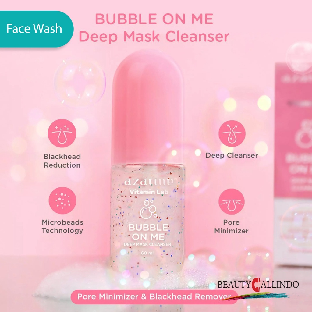 Azarine Bubble On Me Deep Mask Cleanser 60 ml | Azarine Masker Bubble | Face Wash | Pembersih Wajah