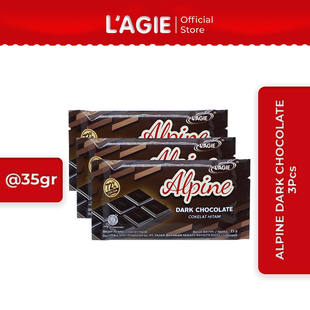 

Lagie Coklat Hitam Alpine Dark Chocolate 3pcs @35gr