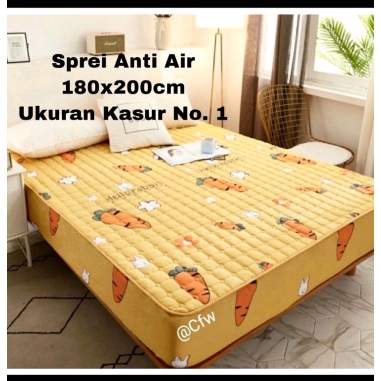 sprei waterproof Anti air dan ompol 180 x 200cm-Wortel oren