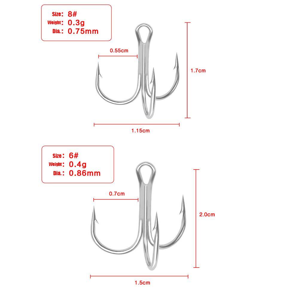 TOP 10pcs /Set Fishhooks Olahraga Umpan Berduri Kait Treble Jig