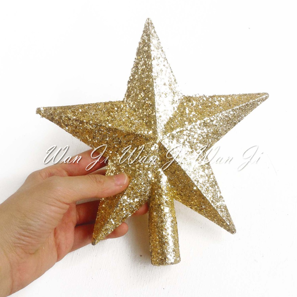 Hiasan pohon natal BINTANG GLITTER 10CM 15CM 20CM| aksesoris christmas pucuk pohon top star