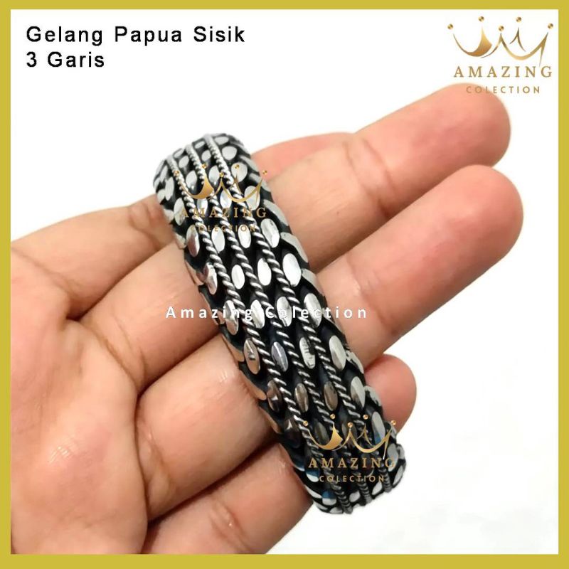 GELANG SULTAN  / GELANG BESI PUTIH ASLI SORONG PAPUA ANTI KARAT BENTUK ANYAMAN DAN POLOS BISA COD