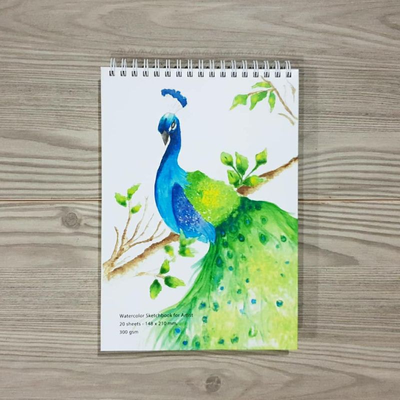 

WATERCOLOR SKETCHBOOK/BUKU SKETSA/BUKU GAMBAR PEACOCK, CRANES