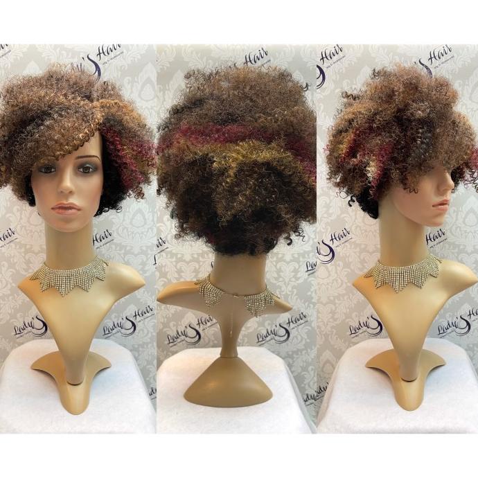 wig wanita pendek curly warna uban/silver CK QUERA