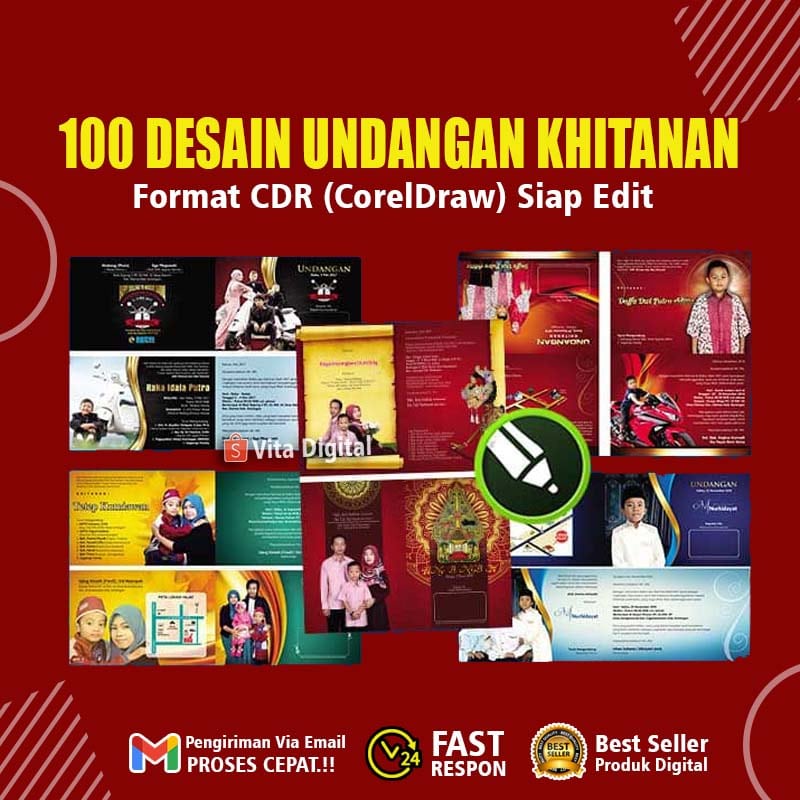 100+ Desain Undangan Khitanan Anak  Format CDR siap edit