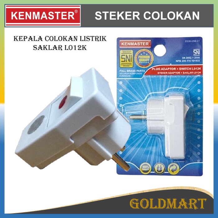 Steker Kepala Colokan Listrik - Kenmaster Plug Adaptor + Switch Saklar L012k