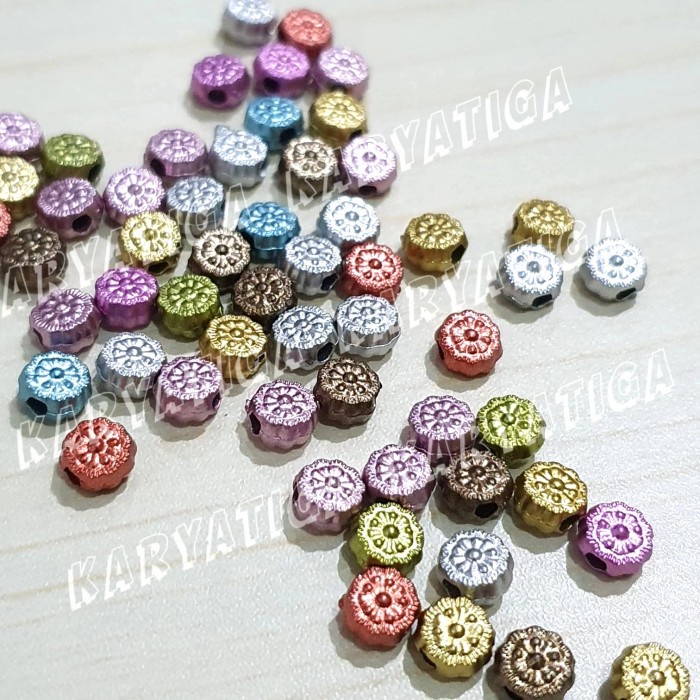 Mote SQ Oreo 6 mm - Warna Mix (isi +/- 60 butir)