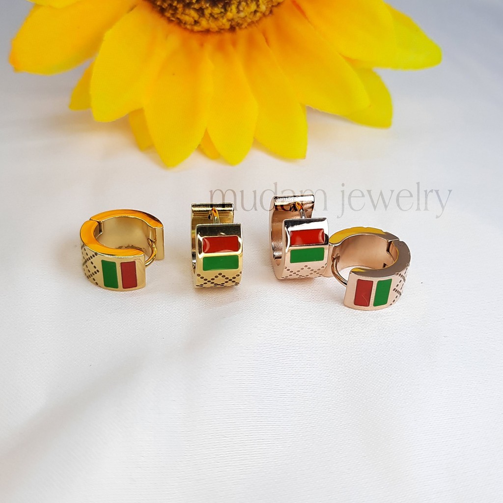 Anting Jepit Titanium Gc Simple dan Mewah Tersedia Warna Gold dan Rose Gold