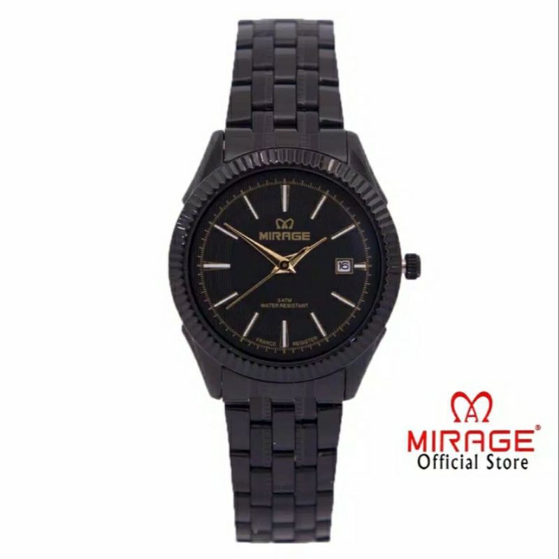 jam tangan wanita;MIRAGE BRP8267BRP-Mhitam full~ORIGINALS WATER RESISTANT~TGL~STAINLESS