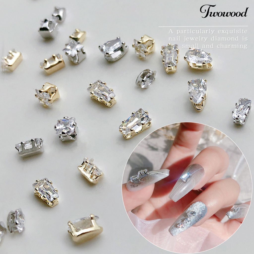 20 Pcs / Box Ornamen Perhiasan Kuku Aksen Berlian Imitasi Bahan Cubic Zirconia Untuk Wanita