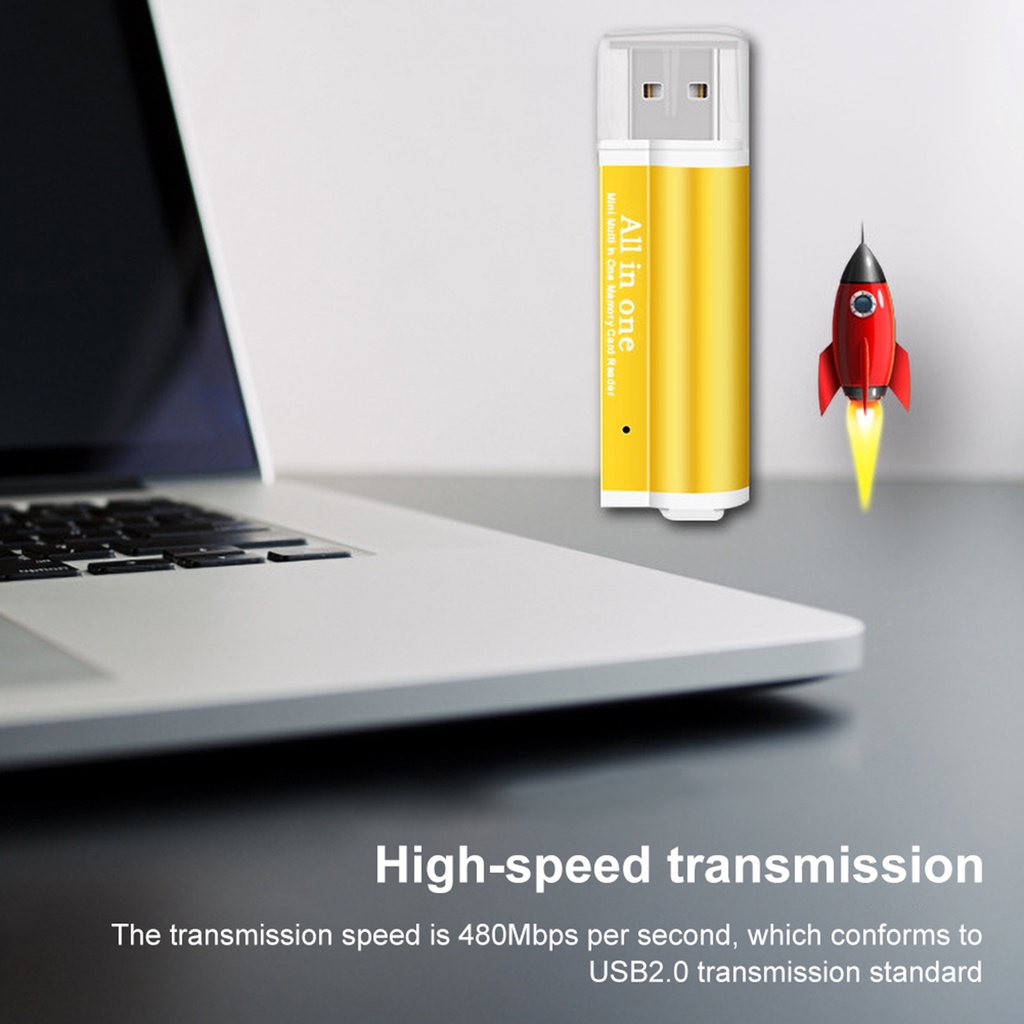 4 in 1 Adapter Card Reader Mini Portable USB TF / MS / M2 Untuk Komputer