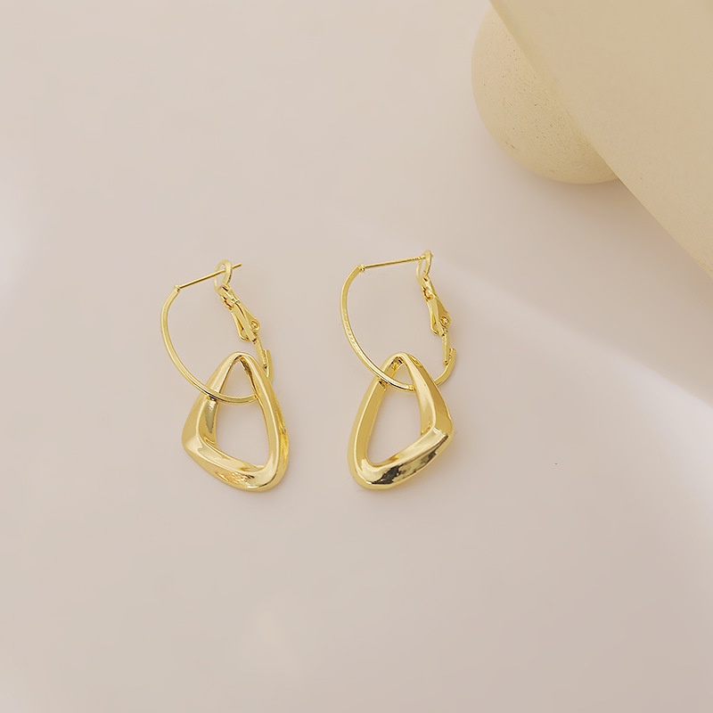 Sterling silver jarum Korea pribadi baru geometris sudut Net merah temperamental dingin gaya anting-