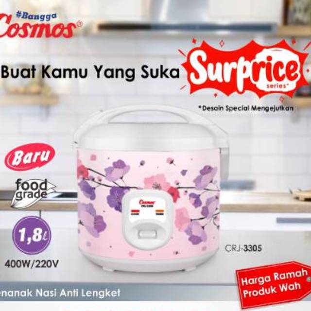 Magic Com / Rice Cooker Cosmos 3305 1.8 Liter Non Stick Garansi Resmi