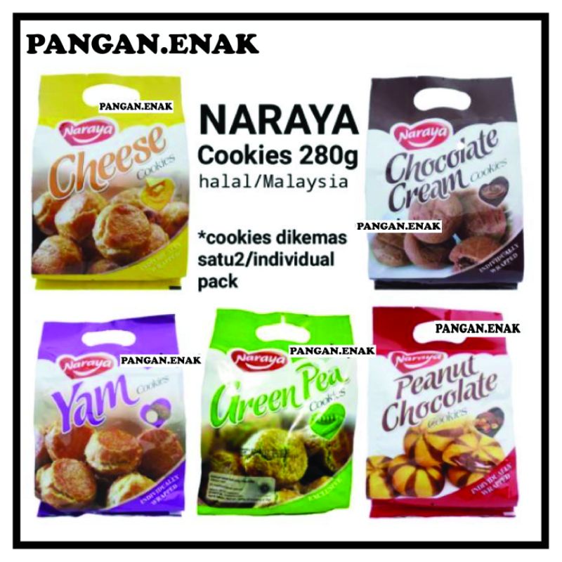 

NARAYA COOKIES BERBAGAI RASA GREEN PEA/YAM/CHEESE/COKLAT ISI 28PCS