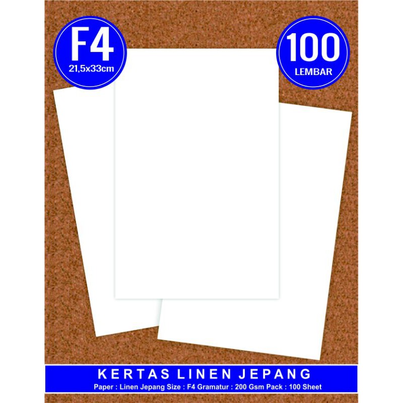 

kertas linen Jepang ukuran F4 Folio 200 gsm 1 Pak isi 100 lembar