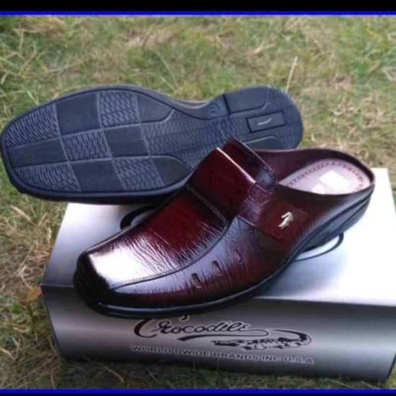 Sandal slop bustong pria kulit asli sepatu slop pria-1