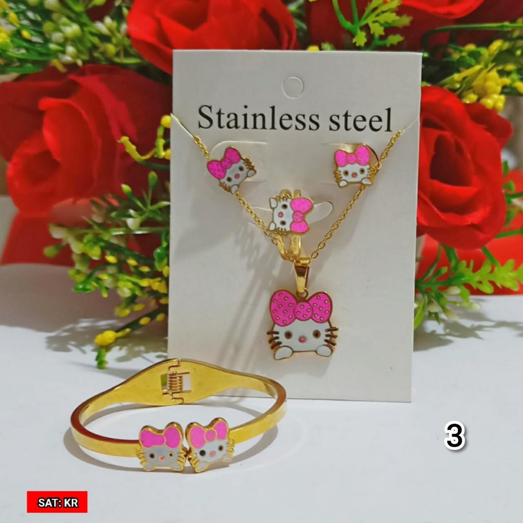 Set Anak Hello Kitty Titanium Steinless Stell (COD)