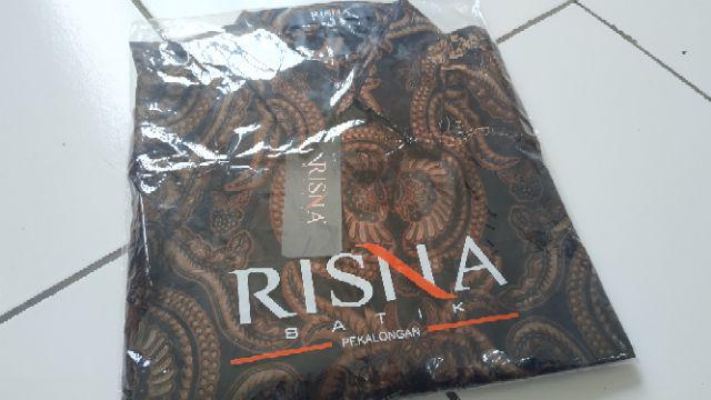 Risna Batik Hrb Motif Songkek Biru Kemeja Batik Pria Lengan Pendek Exclusive Halus Primis Premium