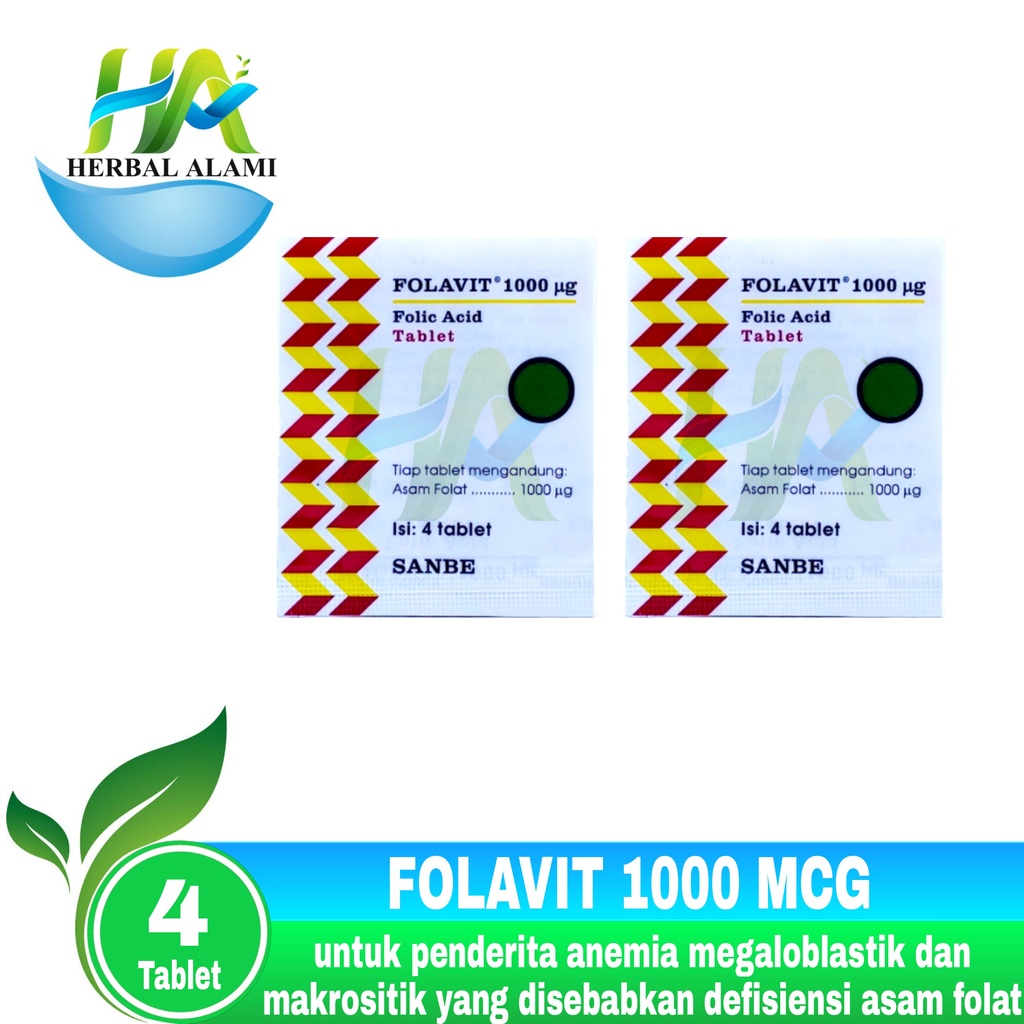 Folavit 1000 Mcg isi 4 Tablet - Suplemen Asam Folat Ibu Hamil