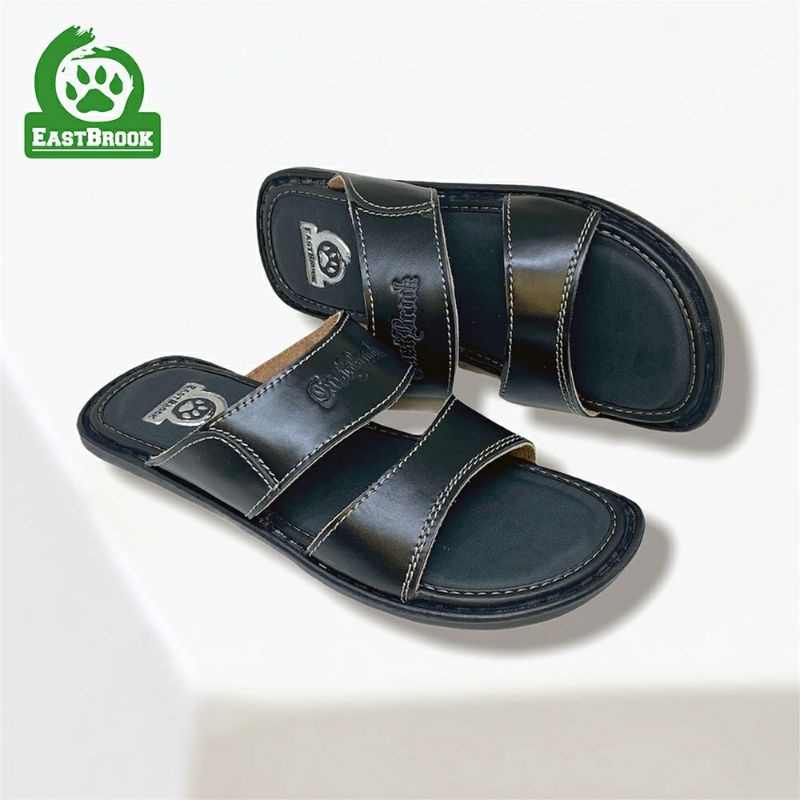 100% Kulit Asli - Sandal Kasual Pria Slop Kulit Asli Murah Orang Tua Dan Anak Muda - Eastbrook Ori